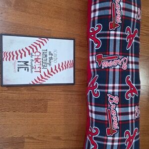 Atlanta Braves Kids One-Piece Sleep Suit in Navy and Red Plaid